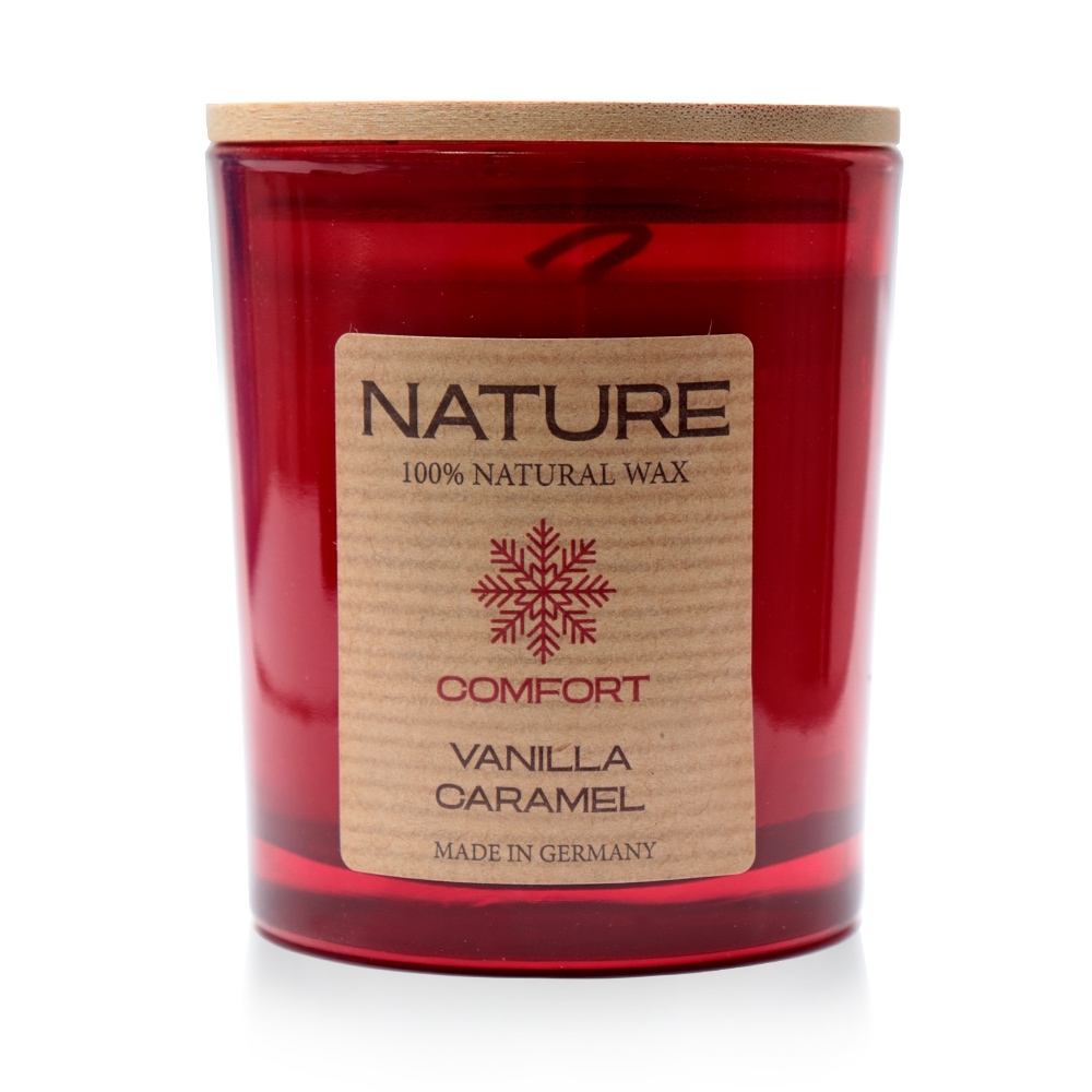 Qult Senses of Nature - COMFORT - Duftkerze im Glas inkl. Holzdeckel - Vanilla Caramel